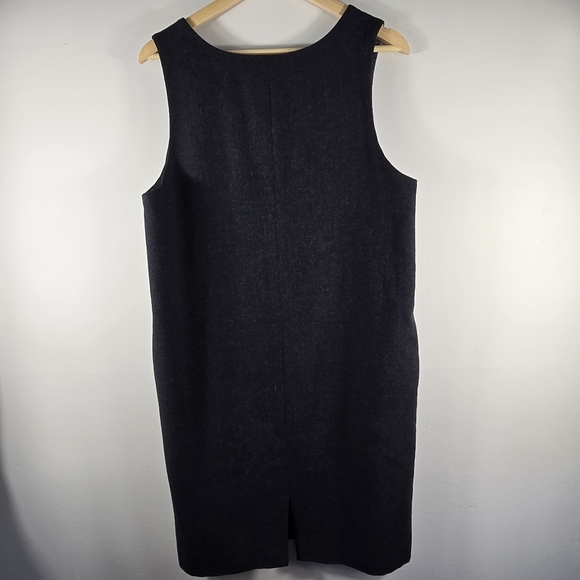 VINTAGE Harve Benard Dark Gray Sleeveless Dress 100% Wool Size 8 - Picture 4 of 10